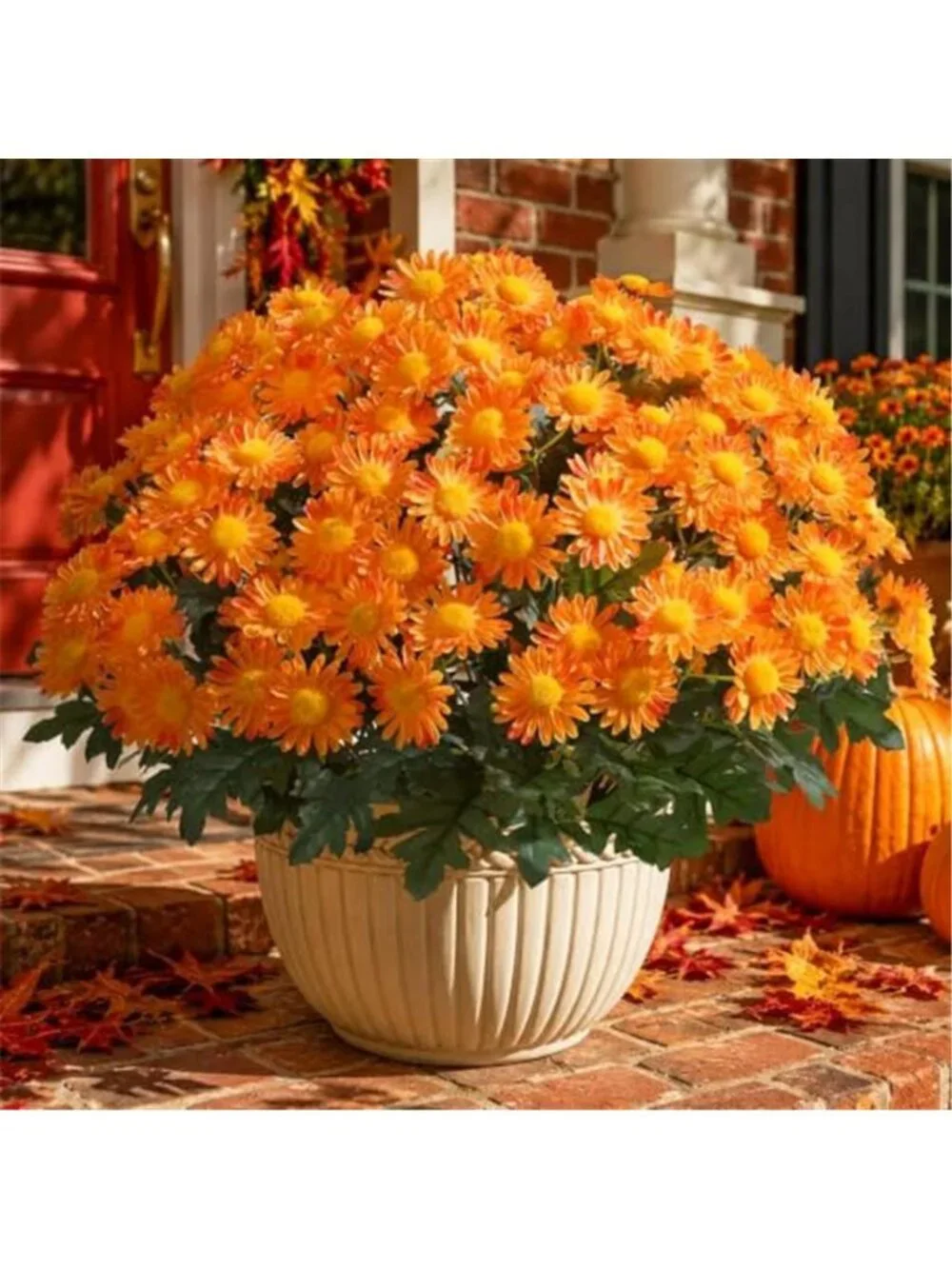 Artificial Fall Fake Mums Flowers Plants for Outdoor Decoration 6 PCS Faux